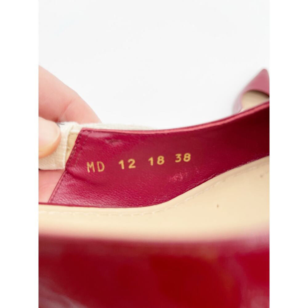 Christian Dior J'Adior Burgundy Patent Leather Slingback Kitten Heel Pumps EU 38 - Picture 10 of 13